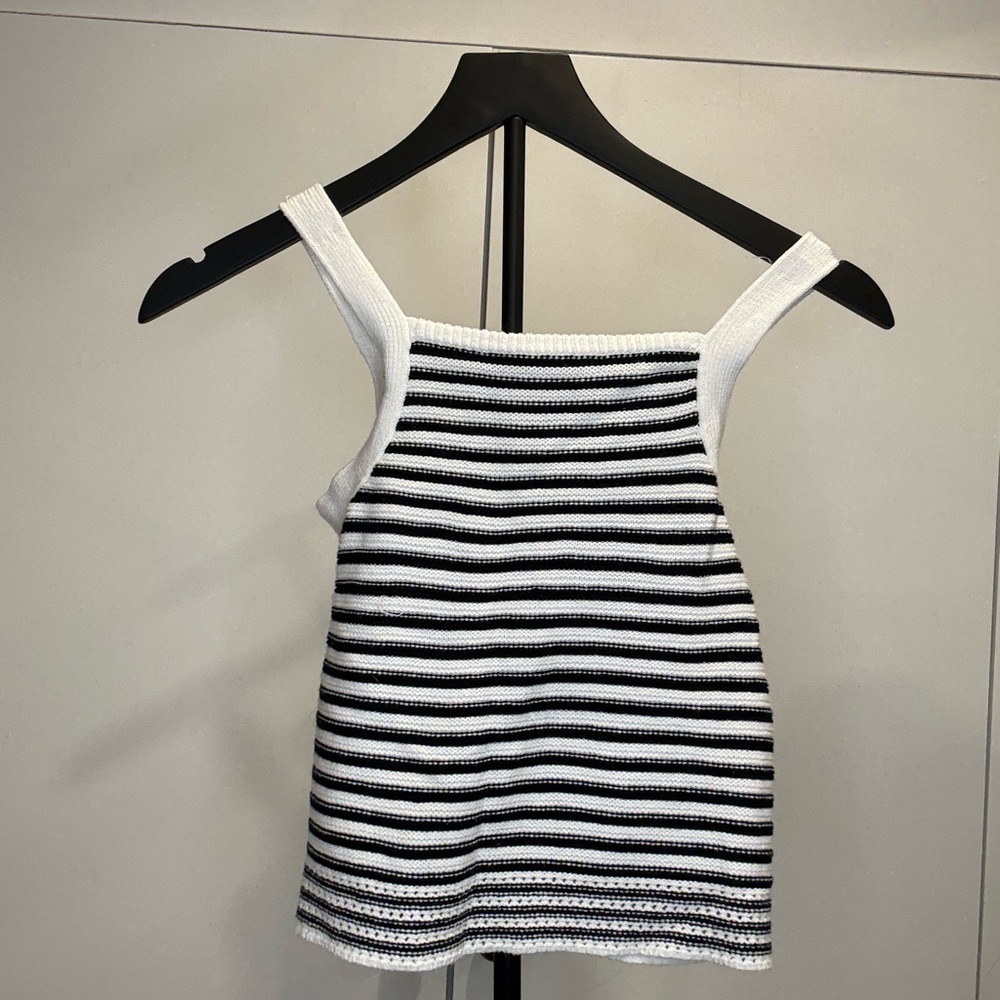 Cat & Jack Black and White Striped Knit Tank